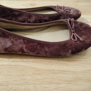 Pink velvet flats